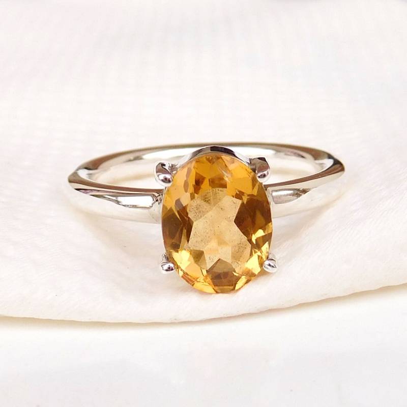 Handgemachte Sterling Silber Citrin Ring Stapelbarer Schmuck von XLjewelry