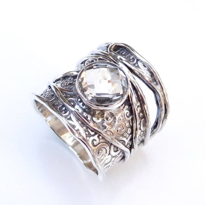 Handgemachte Sterling Silber Kristall Quarz Ring Edelstein Solitär Handgemachte Sterling Silber Kristall Quarz Ring Edelstein Solitär von XLjewelry