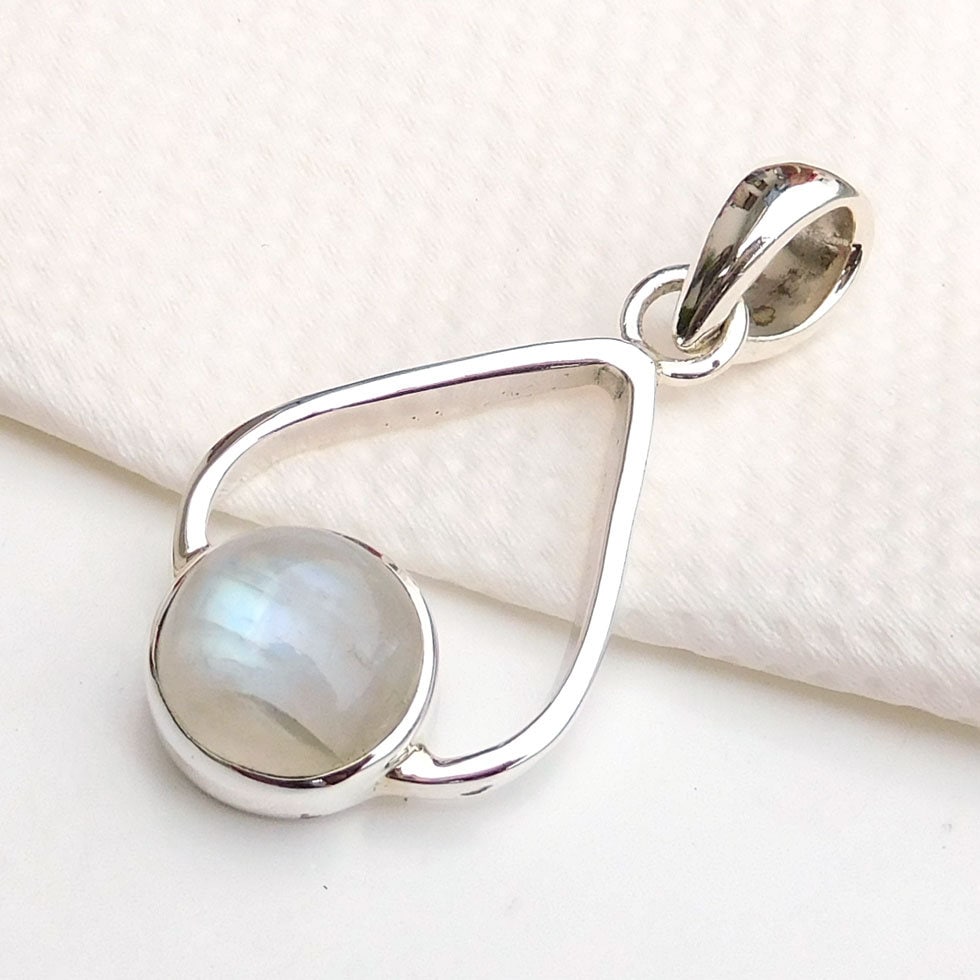 Handgemachte Sterling Silber Mondstein Tropfen Anhänger Halskette von XLjewelry