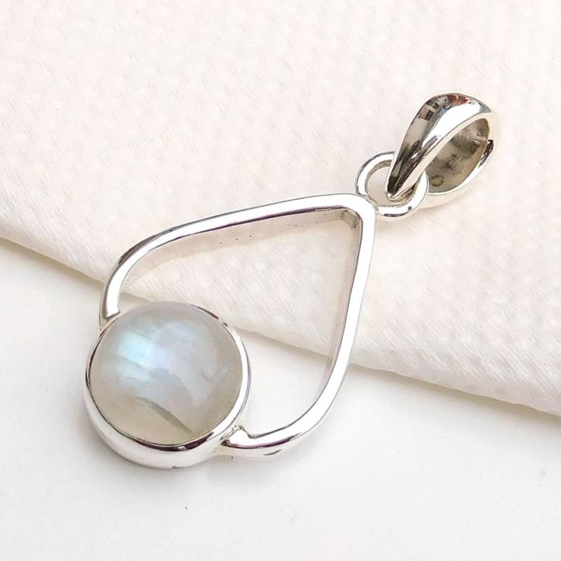 Handgemachte Sterling Silber Mondstein Tropfen Anhänger Halskette von XLjewelry