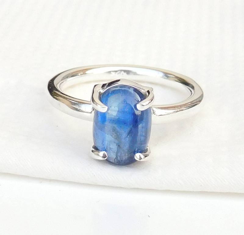 Handgemachter Blauer Kyanit Ring 925 Sterling Silber Krappenfassung von XLjewelry