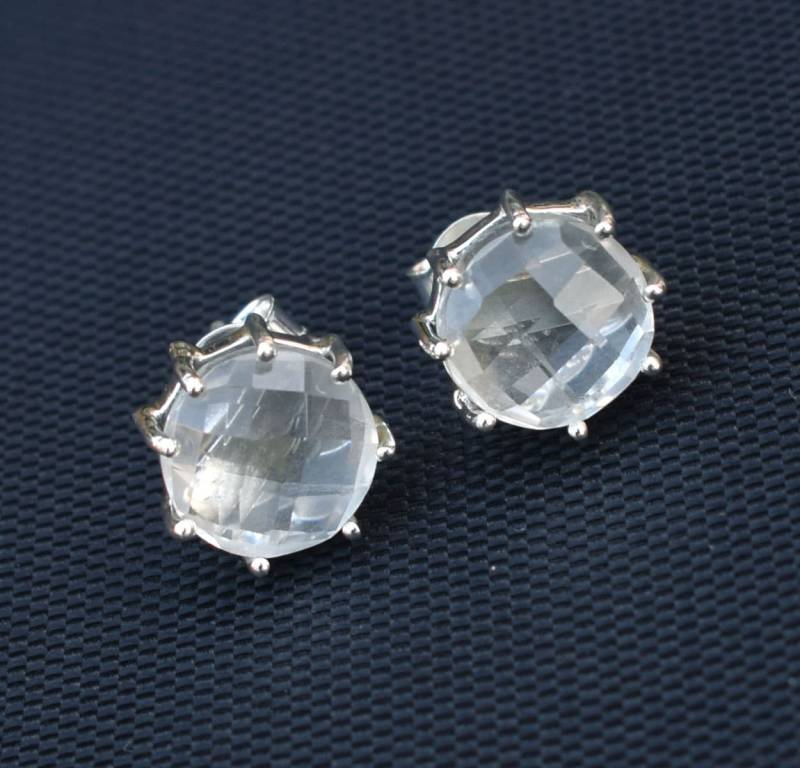 Kristall Quarz Ohrstecker 925 Sterling Silber Krappenfassung von XLjewelry