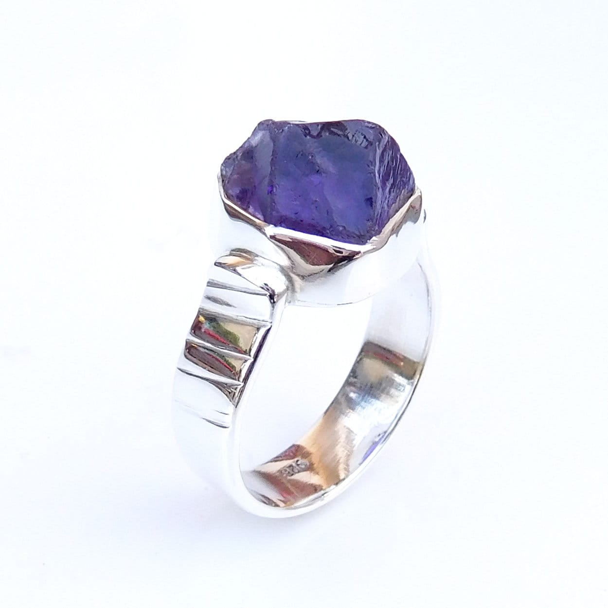 Roher Amethyst Ring Handgemachter 925 Sterling Silber Rohstein Schmuck von XLjewelry