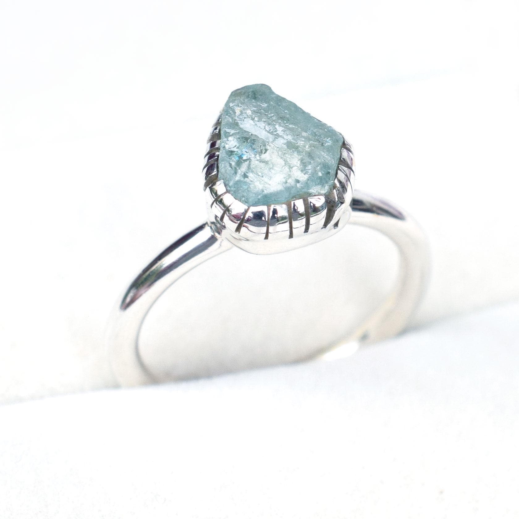 Roher Aquamarin Ring Handgemachte 925 Sterling Silber Krappenfassung von XLjewelry