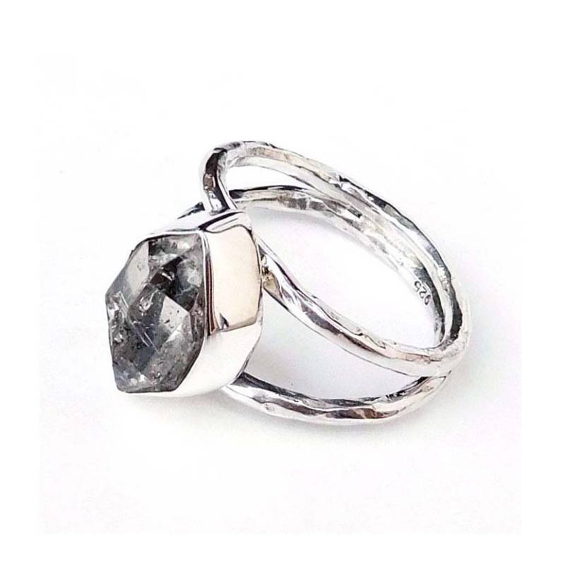 Roher Herkimer Diamant Ring Handgemachtes Sterling Silber, Einzigartiges Design von XLjewelry