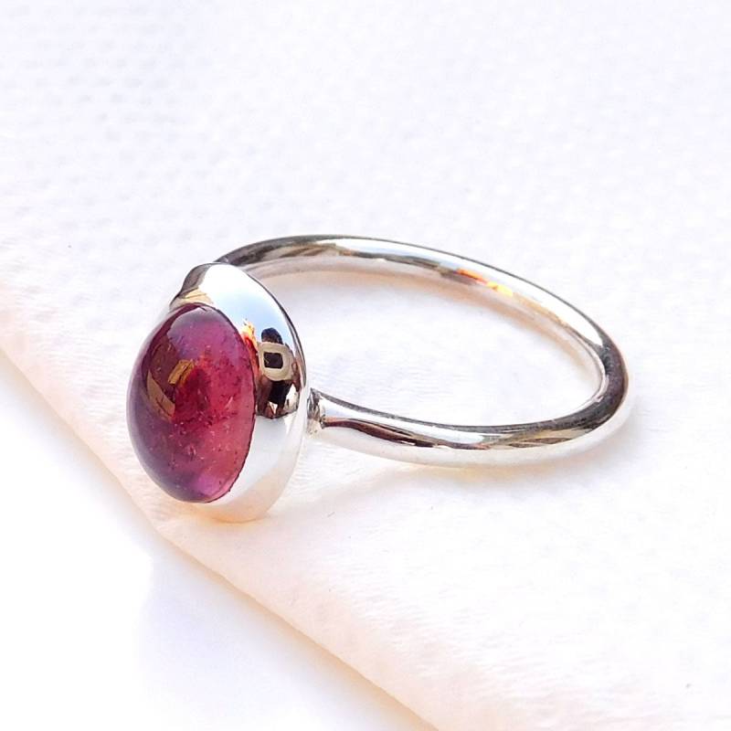 Rosa Turmalin Cabochon Ring 925 Sterling Silber, Handgefertigt von XLjewelry