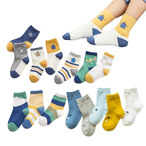 XM-Amigo 15 Paar Socken Kinder Jungen Neuheit Bunte Cotton Robot Cotton Crew Socken von XM-Amigo