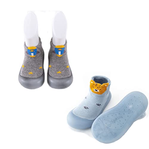 XM-Amigo 2 Paar Unisex Baby Jungen Mädchen Babyschuhe Innen Draußen Walking Anti-Rutsch-Schuhe Socken Hausschuhe 12-18 Monate von XM-Amigo