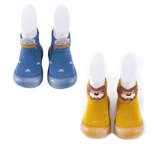 XM-Amigo 2 Paar Unisex Baby Jungen Mädchen Babyschuhe Innen Draußen Walking Anti-Rutsch-Schuhe Socken Hausschuhe 6-12 Monate von XM-Amigo