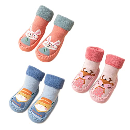 XM-Amigo 2 Paar Unisex Baby Jungen Mädchen Frühling Herbst Winter BabyschuheInnen Draußen Walking Anti-Rutsch-Schuhe Socken Hausschuhe Lauflernschuhe von XM-Amigo