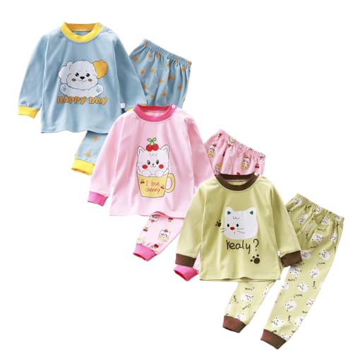 Baby Mädchen Baumwolle Thermounterwäsche 3Set Thermounterhemden Thermo-Unterhosen Ski Funktionsunterwäsche für Winter Thermounterwäsche-Sets Lange Unterwäsche Thermo-Pyjama,Etikett: 55 von XM-Amigo