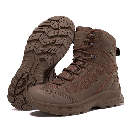 Atmungsaktive Kampfstiefel für Herren, bequem für die ganztägige Arbeit, leicht, taktische Stiefel für Herren, wasserdicht, rutschfest für die Erkundung des Dschungels im Freien(Red Brown,39 EU) von XMACKEEDGH