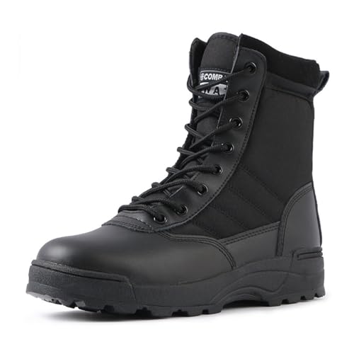 Kampfstiefel für Herren mit seitlichem Reißverschluss, atmungsaktiver Komfort für Outdoor-Abenteuer, taktische Stiefel für Herren, wasserdicht, rutschfest für Wanderaktivitäten in der Wüste(Black,38 E Kampfstiefel für Herren mit seitlichem Reißverschluss, atmungsaktiver Komfort für Outdoor-Abenteuer, taktische Stiefel für Herren, wasserdicht, rutschfest für Wanderaktivitäten in der Wüste(Black,38 E von XMACKEEDGH