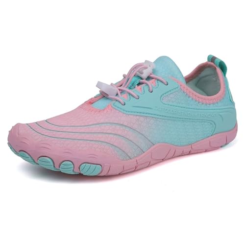 Lässige Wasserschuhe für Damen und Herren, schnelltrocknend, atmungsaktives Mesh, Barfuß-Wasserschuhe zum Wandern, Fitnessstudio, Workout, Outdoor-Sport, Surfen, Yoga, Strandspaziergänge(Pink,40 EU) von XMACKEEDGH
