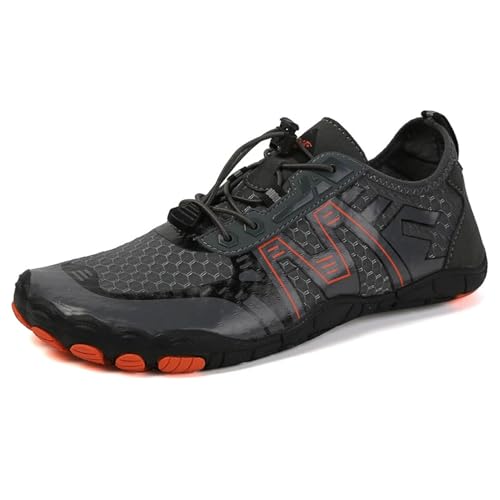 Lässige Wasserschuhe für Damen und Herren, schnelltrocknend, atmungsaktives Mesh, Barfuß-Wasserschuhe zum Wandern mit Drainage, Outdoor-Sport, Surfen, Yoga, Strandspaziergänge(Orange,37 EU) von XMACKEEDGH