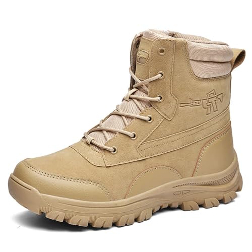 Leichte Kampfstiefel für Herren, wasserdichtes Design mit Fokus auf schnelle Reaktion, taktische Stiefel für Herren, leicht, kollisionssicher für die Sicherheit bei der Arbeit beim Militär(Brown,45 EU von XMACKEEDGH