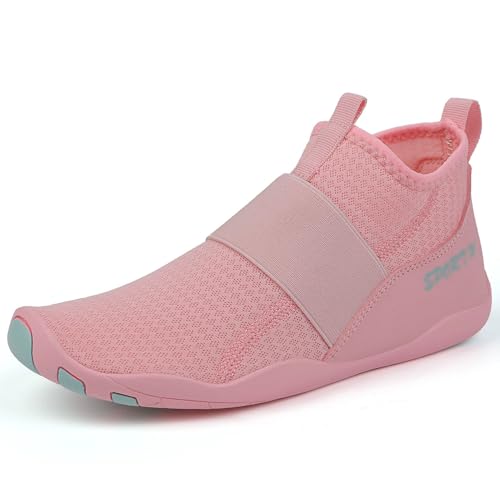 Leichte Wasserschuhe für Damen und Herren, schnelltrocknende, rutschfeste Barfuß-Wasserschuhe zum Wandern, für Kajakfahren, Fitnessstudio, Pool, Strand, Surfen, Spazieren, Wasseryoga(Pink,39 EU) von XMACKEEDGH
