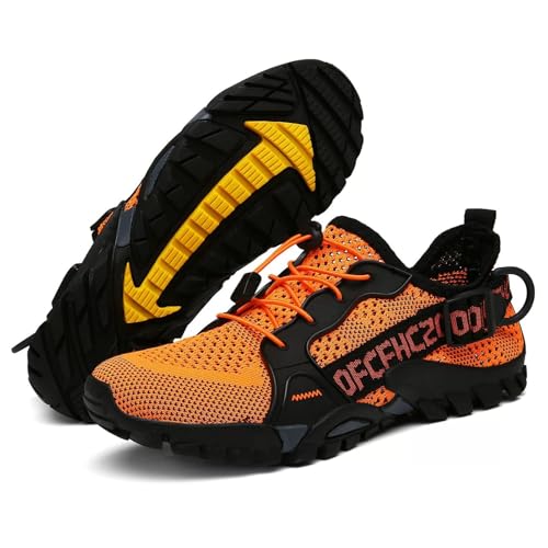 Strapazierfähige Wasserschuhe für Damen und Herren, schnelltrocknend, Barfuß-Aqua-Wasserschuhe für Sport und Wandern, Outdoor-Kletter-Sneakers, Kajakfahren, Bootfahren, Surfen, Spazierengehen(Orange,3 Strapazierfähige Wasserschuhe für Damen und Herren, schnelltrocknend, Barfuß-Aqua-Wasserschuhe für Sport und Wandern, Outdoor-Kletter-Sneakers, Kajakfahren, Bootfahren, Surfen, Spazierengehen(Orange,3 von XMACKEEDGH