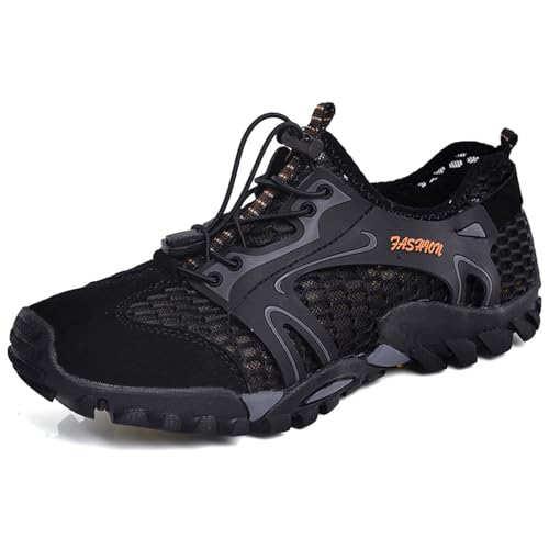 Wasserschuhe für Damen und Herren, schnelltrocknend, Kletter-Sneaker, Barfuß-Wasserschuhe zum Wandern, für Outdoor-Sport, Reisen, Wandern, Fluss- und See-Kajakfahren(Black,44 EU) von XMACKEEDGH
