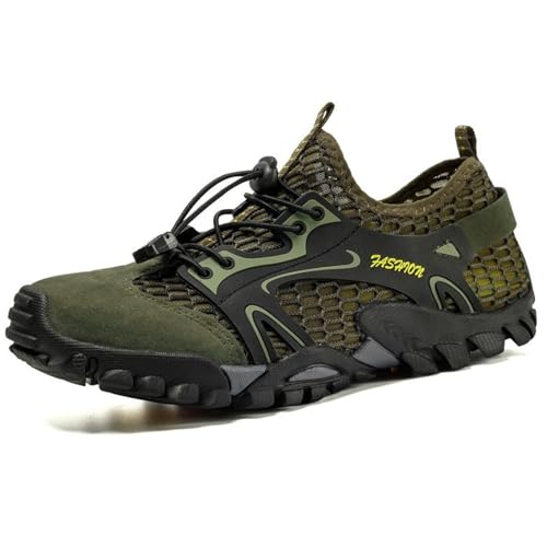 Wasserschuhe für Damen und Herren, schnelltrocknend, Kletter-Sneaker, Barfuß-Wasserschuhe zum Wandern, für Outdoor-Sport, Reisen, Wandern, Fluss- und See-Kajakfahren(Green,50 EU) von XMACKEEDGH