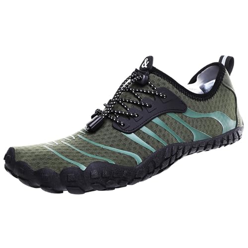Wasserschuhe für Damen und Herren, schnelltrocknend, rutschfest, Barfuß-Wasserschuhe zum Wandern, Reisen, Trekking, Wandern, Klettern(Green,46 EU) von XMACKEEDGH
