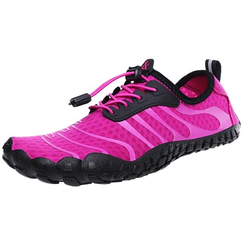 Wasserschuhe für Damen und Herren, schnelltrocknend, rutschfest, Barfuß-Wasserschuhe zum Wandern, Reisen, Trekking, Wandern, Klettern(Pink,41 EU) von XMACKEEDGH