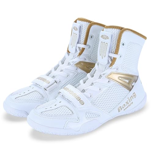 XMACKEEDGH Atmungsaktive High-Top-Boxschuhe aus Mesh, Wrestlingschuhe für Herren mit Gummisohle, rutschfeste Kampfschuhe für Erwachsene, Fitness-Sneaker(Grey,38 EU) von XMACKEEDGH