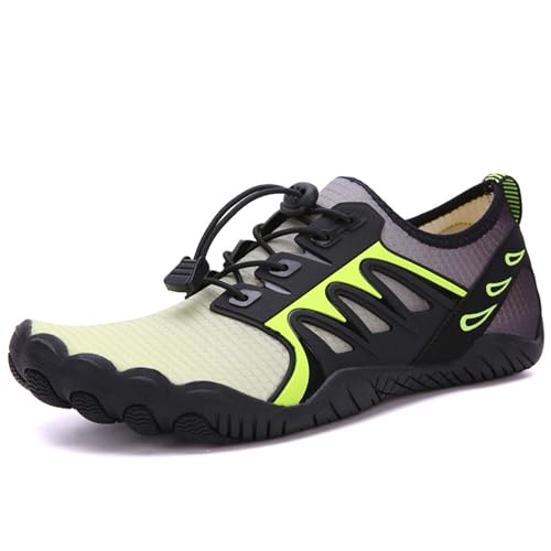XMACKEEDGH Atmungsaktive Wasserschuhe für Damen und Herren, schnelltrocknend, Barfuß-Wasserschuhe aus Mesh mit Drainage für Sport, Strandübungen, Workouts und Kletter-Sneakers(Green,35 EU) von XMACKEEDGH