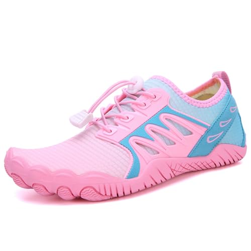 XMACKEEDGH Atmungsaktive Wasserschuhe für Damen und Herren, schnelltrocknend, Barfuß-Wasserschuhe aus Mesh mit Drainage für Sport, Strandübungen, Workouts und Kletter-Sneakers(Pink,38 EU) von XMACKEEDGH