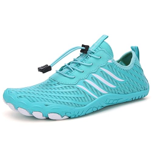 XMACKEEDGH Atmungsaktive Wasserschuhe für Damen und Herren, schnelltrocknend, Outdoor-Sport, Wandern, Barfuß-Wasserschuhe, Outdoor-Sport, Surfen, Yoga, Strandspaziergänge, Kajakfahren(Blue,42 EU) von XMACKEEDGH