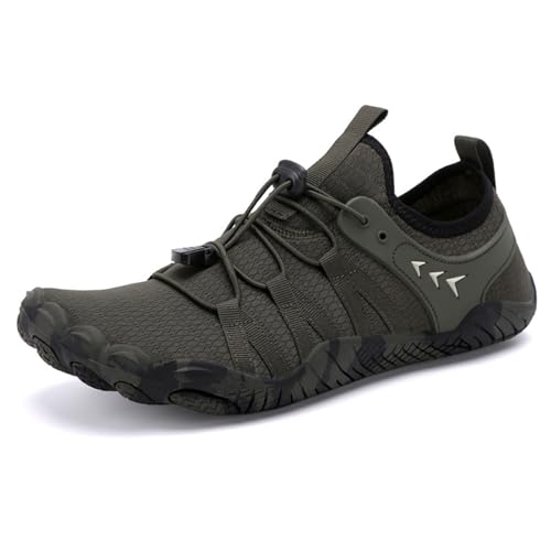XMACKEEDGH Bequeme, rutschfeste Wasserschuhe für Damen und Herren, schnelltrocknende Barfuß-Wasserschuhe zum Wandern, für Kajakfahren, Bootfahren und Strand im Pool(Army Green,38 EU) von XMACKEEDGH