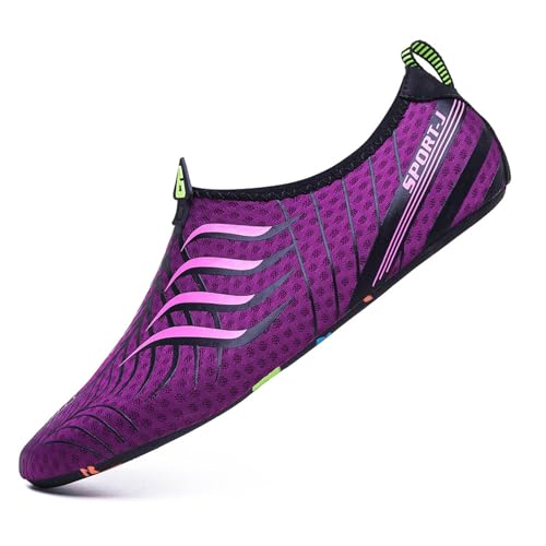 XMACKEEDGH Bequeme, schnelltrocknende Wasserschuhe für Damen und Herren, Barfuß-Wasserschuhe zum Wandern mit Drainage, Outdoor-Sportarten zum Bootfahren, Wandern, Schwimmbad(Purple,40 EU) von XMACKEEDGH
