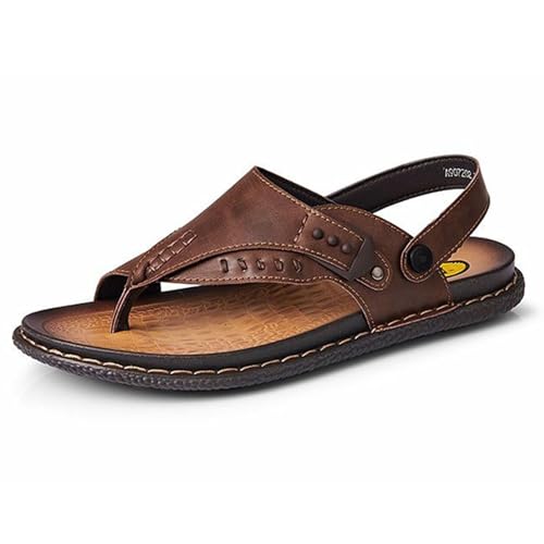 XMACKEEDGH Bequeme Ledersandalen zur Korrektur von Ballenzehen für Herren, atmungsaktive rutschfeste Sommersandalen für Herren zur Linderung von Ballenzehen(Brown,42 EU) von XMACKEEDGH