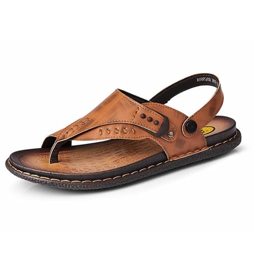XMACKEEDGH Bequeme Ledersandalen zur Korrektur von Ballenzehen für Herren, atmungsaktive rutschfeste Sommersandalen für Herren zur Linderung von Ballenzehen(Khaki,42 EU) von XMACKEEDGH