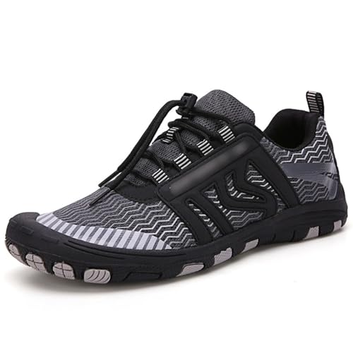 XMACKEEDGH Bequeme Wasserschuhe für Damen und Herren, schnelltrocknend, atmungsaktiv, Barfuß-Wasserschuhe zum Wandern, Klettern, Turnschuhe, Strand, Surfen, Yoga, Strandspaziergänge(Black,45 EU) von XMACKEEDGH