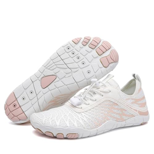 XMACKEEDGH Bequeme Wasserschuhe für Damen und Herren, schnelltrocknend, atmungsaktive Barfuß-Aqua-Wasserschuhe zum Wandern mit Drainage, Beach-Surf-Outdoor-Lauf-Sneakers(White,36 EU) von XMACKEEDGH