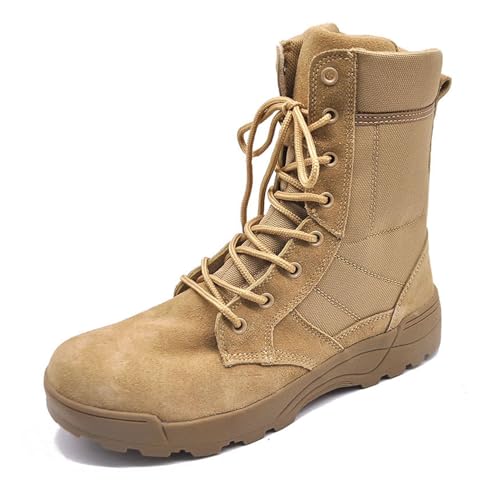 XMACKEEDGH Kampfstiefel Herren, Leichtgewicht mit seitlichem Reißverschluss und schnellem Zugriff, Taktische Stiefel Herren, Wasserdichter Kollisionsschutz für taktische Wüstenmissionen(45 EU) von XMACKEEDGH