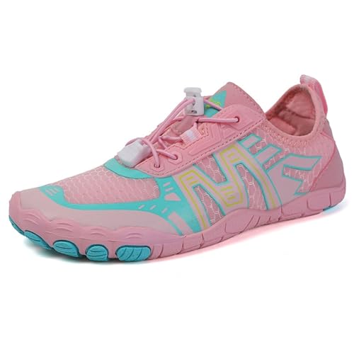 XMACKEEDGH Lässige Wasserschuhe für Damen und Herren, schnelltrocknend, atmungsaktives Mesh, Barfuß-Wasserschuhe zum Wandern mit Drainage, Outdoor-Sport, Surfen, Yoga, Strandspaziergänge(Pink,41 EU) von XMACKEEDGH