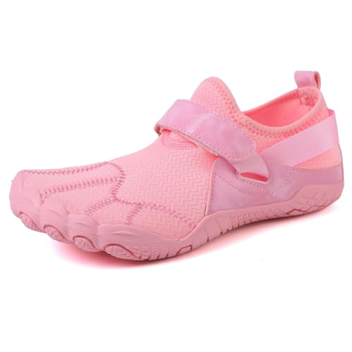 XMACKEEDGH Leichte Wasserschuhe für Damen und Herren, atmungsaktives Mesh, Sport, Wandern, Barfuß, Aqua-Wasserschuhe, Outdoor, Strand, Schwimmen, Pool, Surfen, Yoga, Wandern, Kajakfahren(Pink,38 EU) von XMACKEEDGH