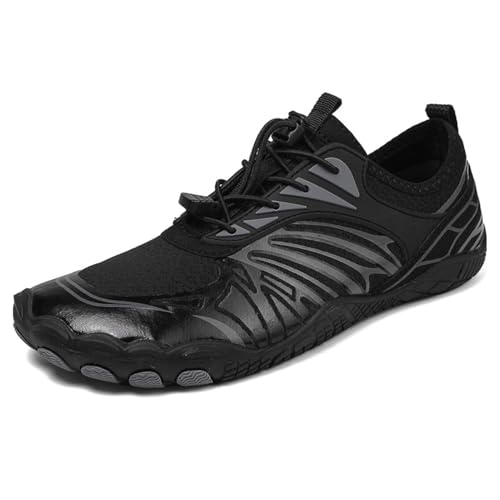 XMACKEEDGH Leichte Wasserschuhe für Damen und Herren, schnelltrocknend mit Drainage, minimalistische, Bequeme Barfuß-Wasserschuhe zum Wandern, Outdoor-Schwimm- und Angelschuhe(Black,39 EU) von XMACKEEDGH