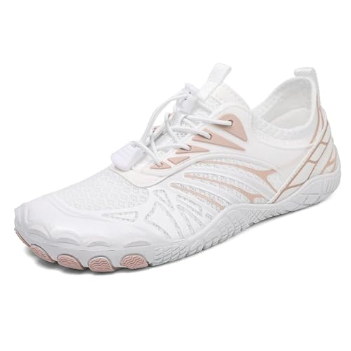 XMACKEEDGH Leichte Wasserschuhe für Damen und Herren, schnelltrocknend mit Drainage, minimalistische, Bequeme Barfuß-Wasserschuhe zum Wandern, Outdoor-Schwimm- und Angelschuhe(Pink,37 EU) von XMACKEEDGH