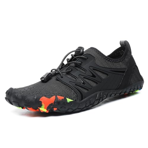 XMACKEEDGH Stilvolle, schnell trocknende Wasserschuhe für Damen und Herren, Bequeme Barfuß-Wasserschuhe zum Wandern, zum Schwimmen, Angeln, Fitnessstudio, Surfen und Yoga im Freien(Black,37 EU) von XMACKEEDGH