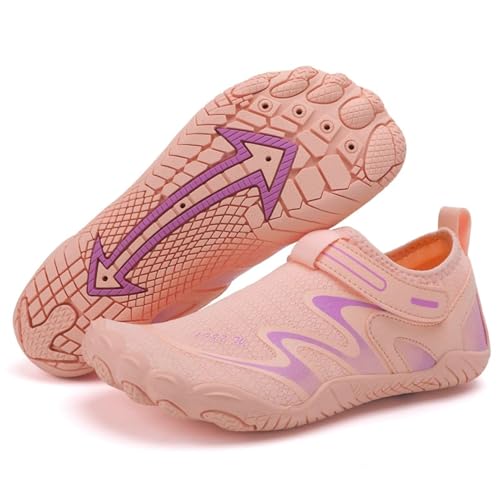 XMACKEEDGH Wasserschuhe für Damen und Herren, Aqua Athletic, schnelltrocknende, breite Zehenpartie, Barfuß-Wasserschuhe zum Klettern, Surfen, Schwimmen, Angeln, Kajakfahren(Pink,40 EU) von XMACKEEDGH