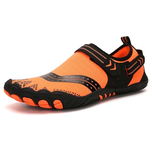 XMACKEEDGH Wasserschuhe für Damen und Herren, schnelltrocknend, für Aquasport, Wandern, Barfuß-Wasserschuhe, Outdoor-Klettern, Sport, Bootfahren, Tauchen und Yoga(Orange,40 EU) von XMACKEEDGH