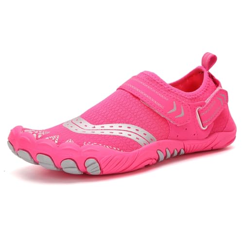 XMACKEEDGH Wasserschuhe für Damen und Herren, schnelltrocknend, für Aquasport, Wandern, Barfuß-Wasserschuhe, Outdoor-Klettern, Sport, Bootfahren, Tauchen und Yoga(Pink,46 EU) von XMACKEEDGH