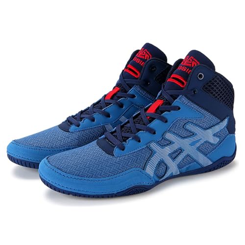 XMACKEEDGH rutschfeste, atmungsaktive Mesh-Boxschuhe, leichte Herren-Wrestlingschuhe für Fitnesstraining, Workout, Kampfsport(Blue 1,40 EU) von XMACKEEDGH