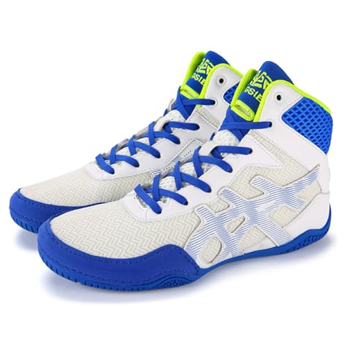 XMACKEEDGH rutschfeste, atmungsaktive Mesh-Boxschuhe, leichte Herren-Wrestlingschuhe für Fitnesstraining, Workout, Kampfsport(Blue 2,40 EU) von XMACKEEDGH