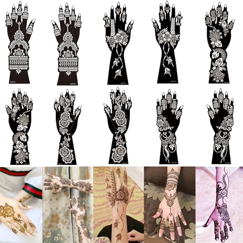 XMASIR 10 temporäre Tattoo-Template-Suite, Mädchen Arme für Frauen mit Big India Arab Tattoo-Template von XMASIR