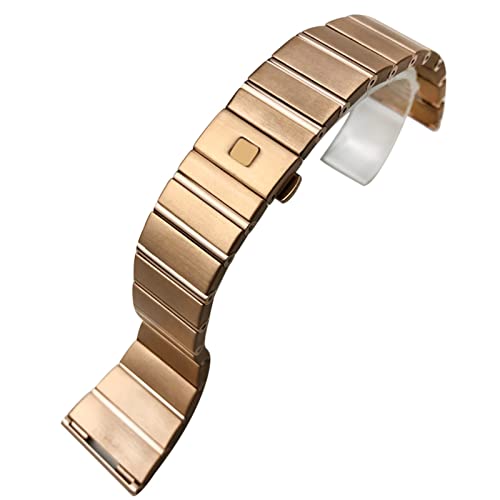 XMKT 15 17 18 23 25mm 316L Edelstahl Armband Fit für Omega Doppeladler Konstellation Uhrenarmband (Color : Rose gold, Size : 18x9.5mm) von XMKT