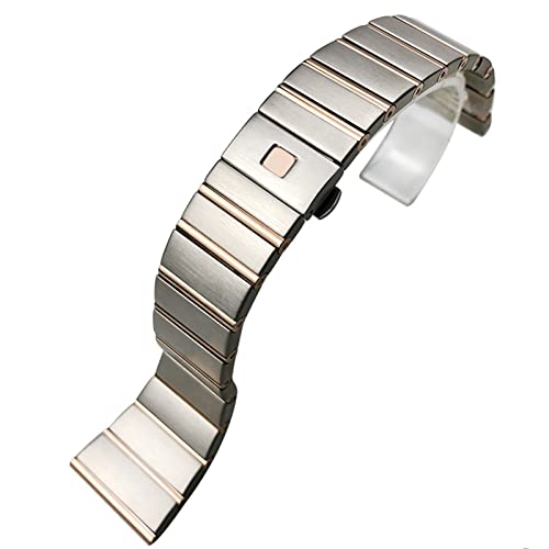 XMKT 15 17 18 23 25mm 316L Edelstahl Armband Fit für Omega Doppeladler Konstellation Uhrenarmband (Color : Silver rose, Size : 25x10mm) von XMKT